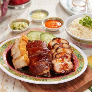 Soy Sauce Chicken with BBQ Char Siew & Roasted Pork Rice